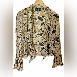 INC International Concepts Tan and Black open blouse size 6